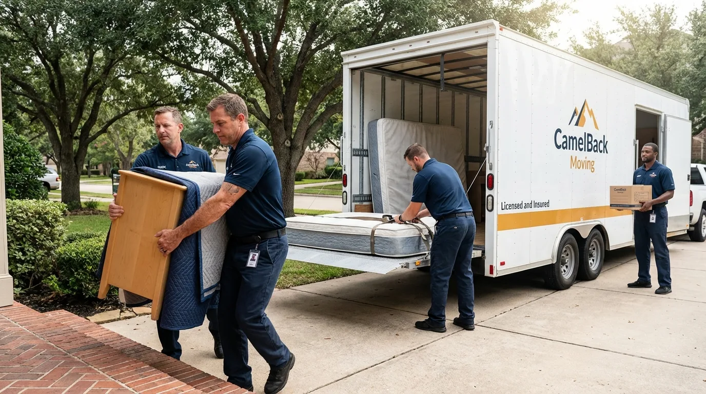 Crew loading residential truck for cross-state move from Indiantown, FL
