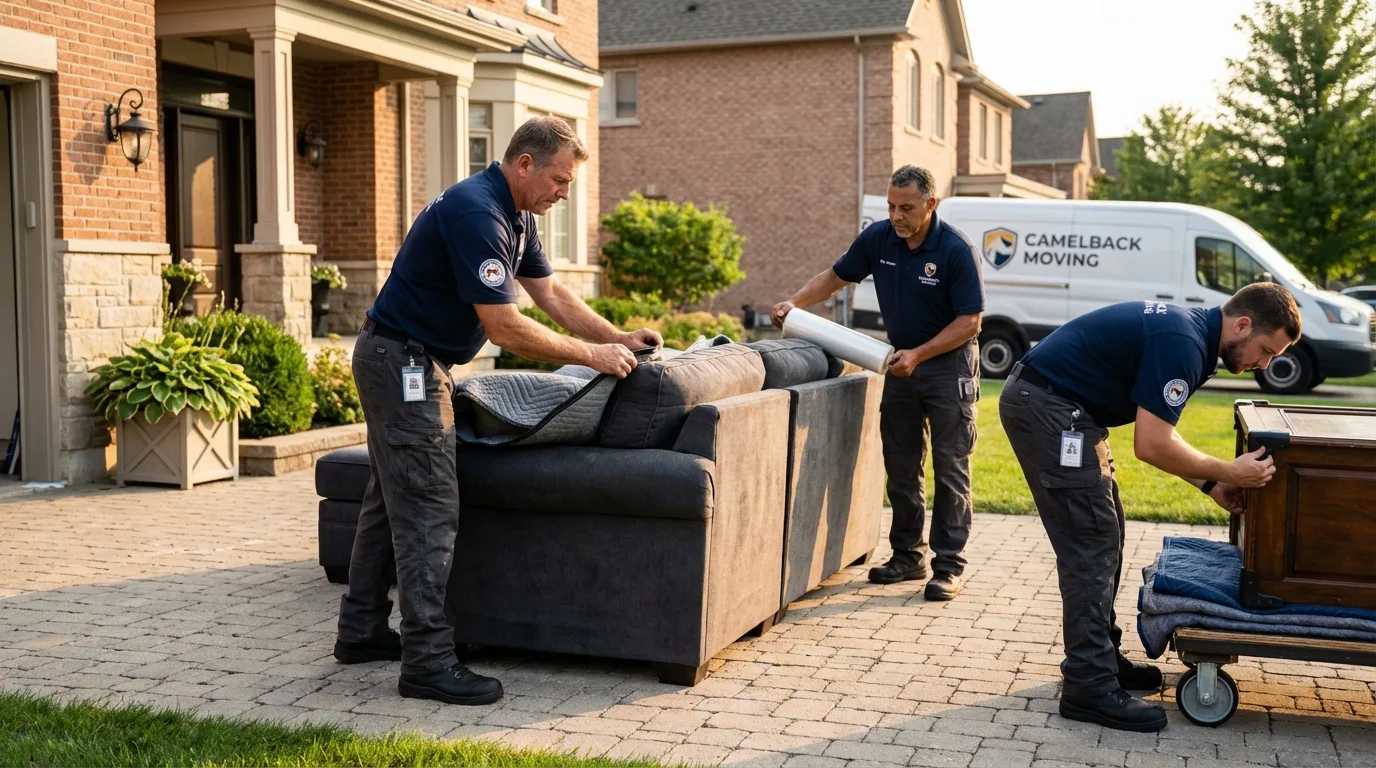 Large estate moving crew wrapping furniture in Indiantown, FL
