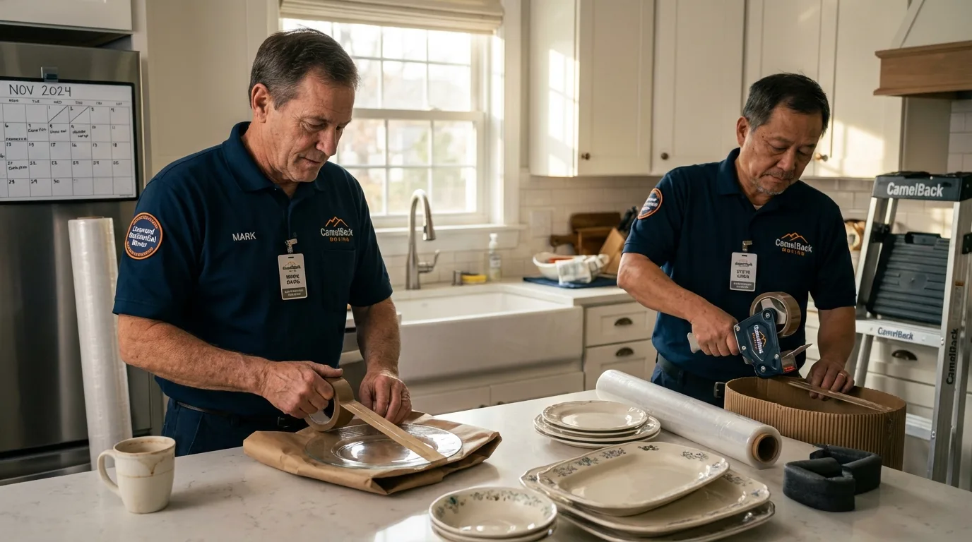 Professional crew packing kitchen dishware in Indiantown, FL